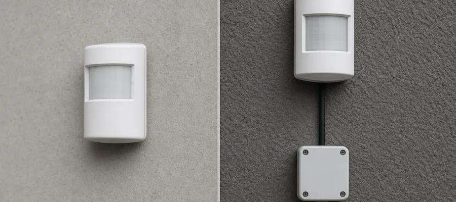 Batteriebetriebene vs kabelgebundene Bewegungsmelder kaufen: Vor- und Nachteile